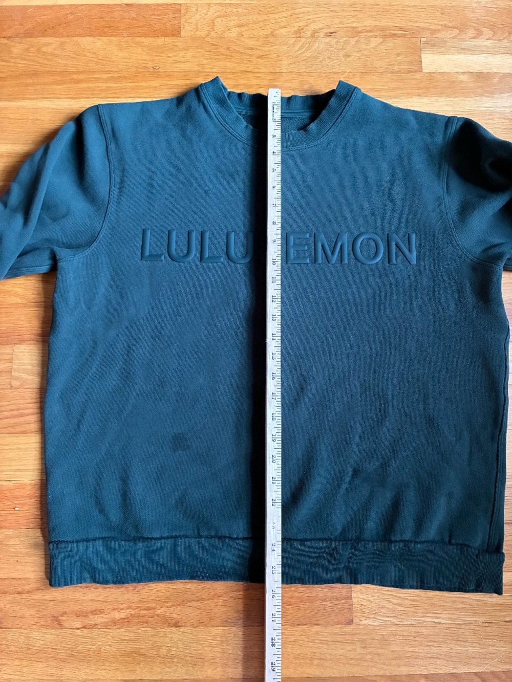 lululemon Perfectly Oversized Crew Logo Teal Sweatshirt Raised Wordmark - Picture 4 of 8
